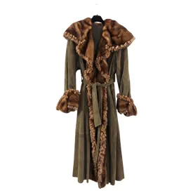 Fendi Vintage 1980's Suede Mink Fur Belted Coat - S / M / L