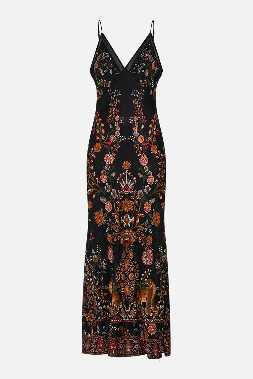 FLORAL JACQUARD FULL LENGTH BIAS SLIP DRESS LOOM TO TOMB