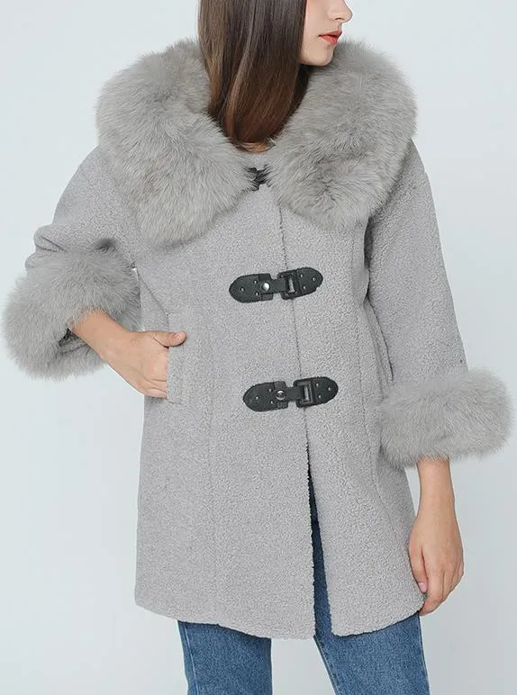 Fox Fur Trim Bucked Coat