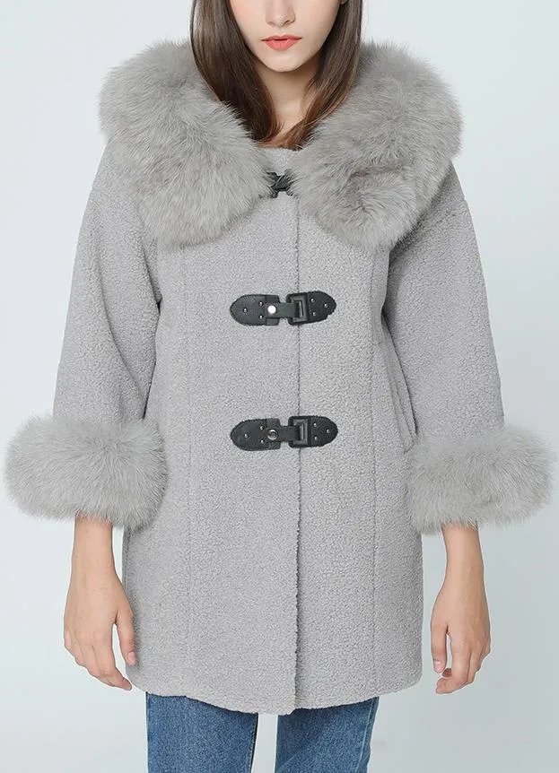 Fox Fur Trim Bucked Coat