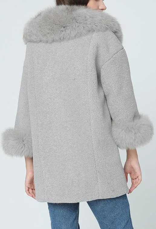 Fox Fur Trim Bucked Coat