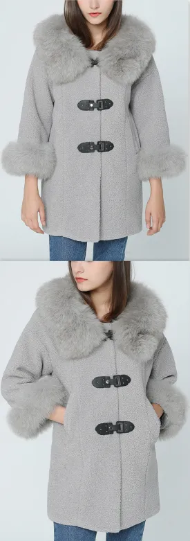 Fox Fur Trim Bucked Coat