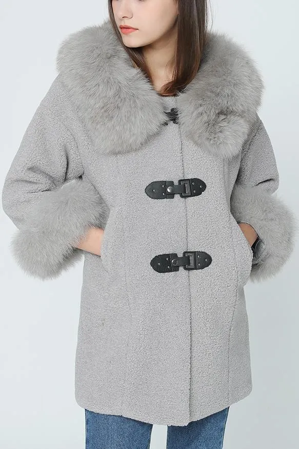 Fox Fur Trim Bucked Coat