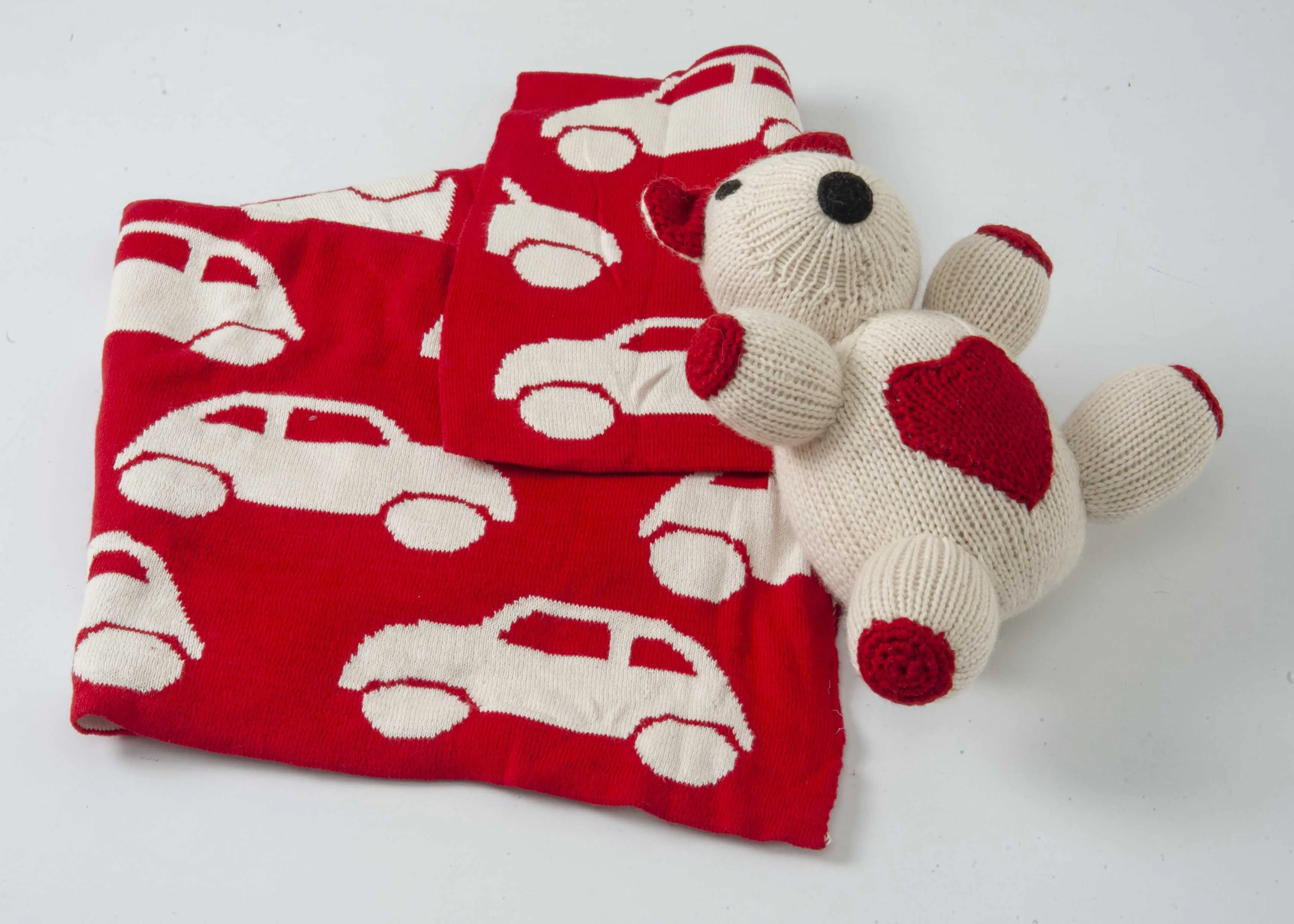 Gift Set of 2 (Blanket with Panda Bear) | 100% Organic Wool & Cotton