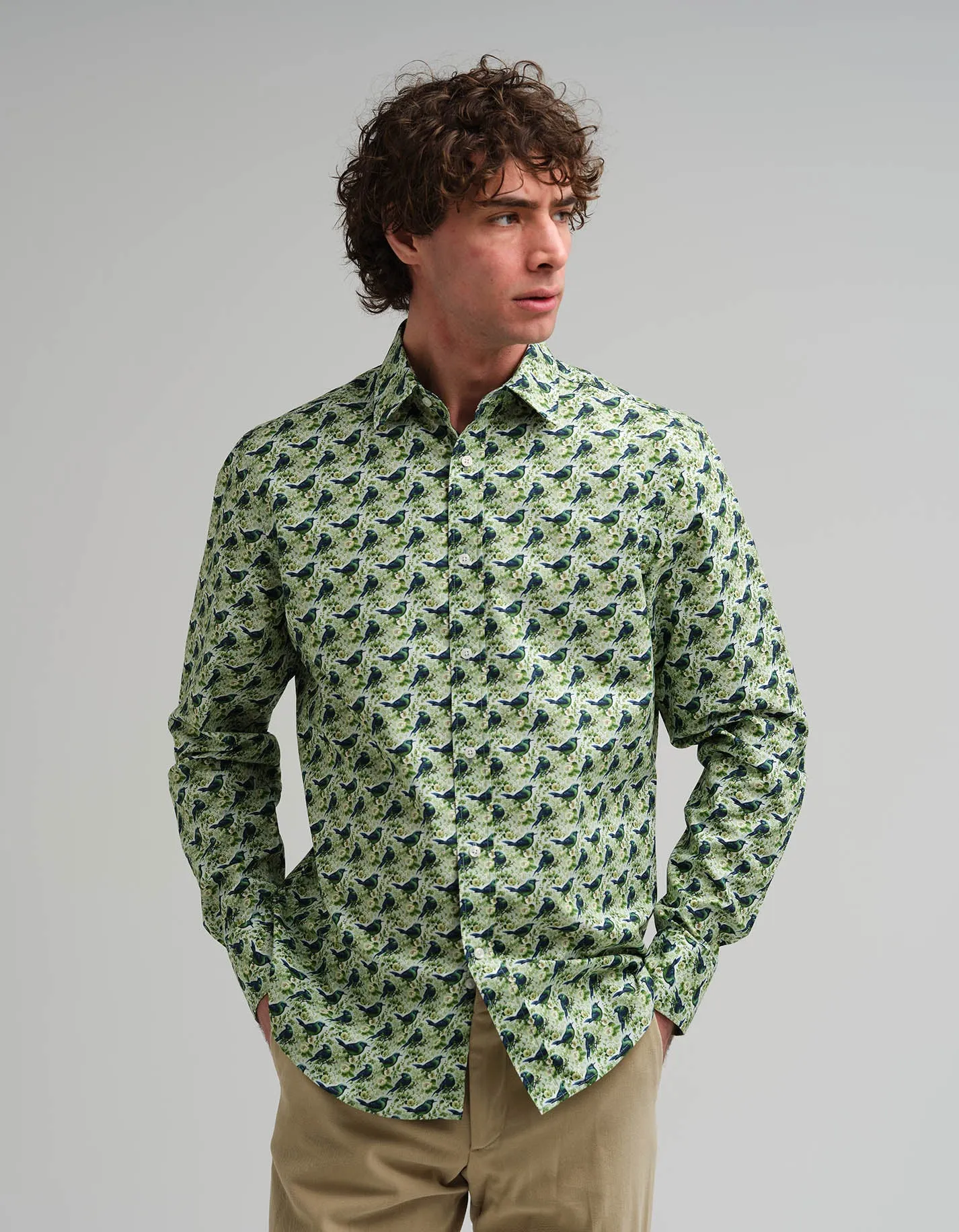 Green Bird Shirt Printed Shirt