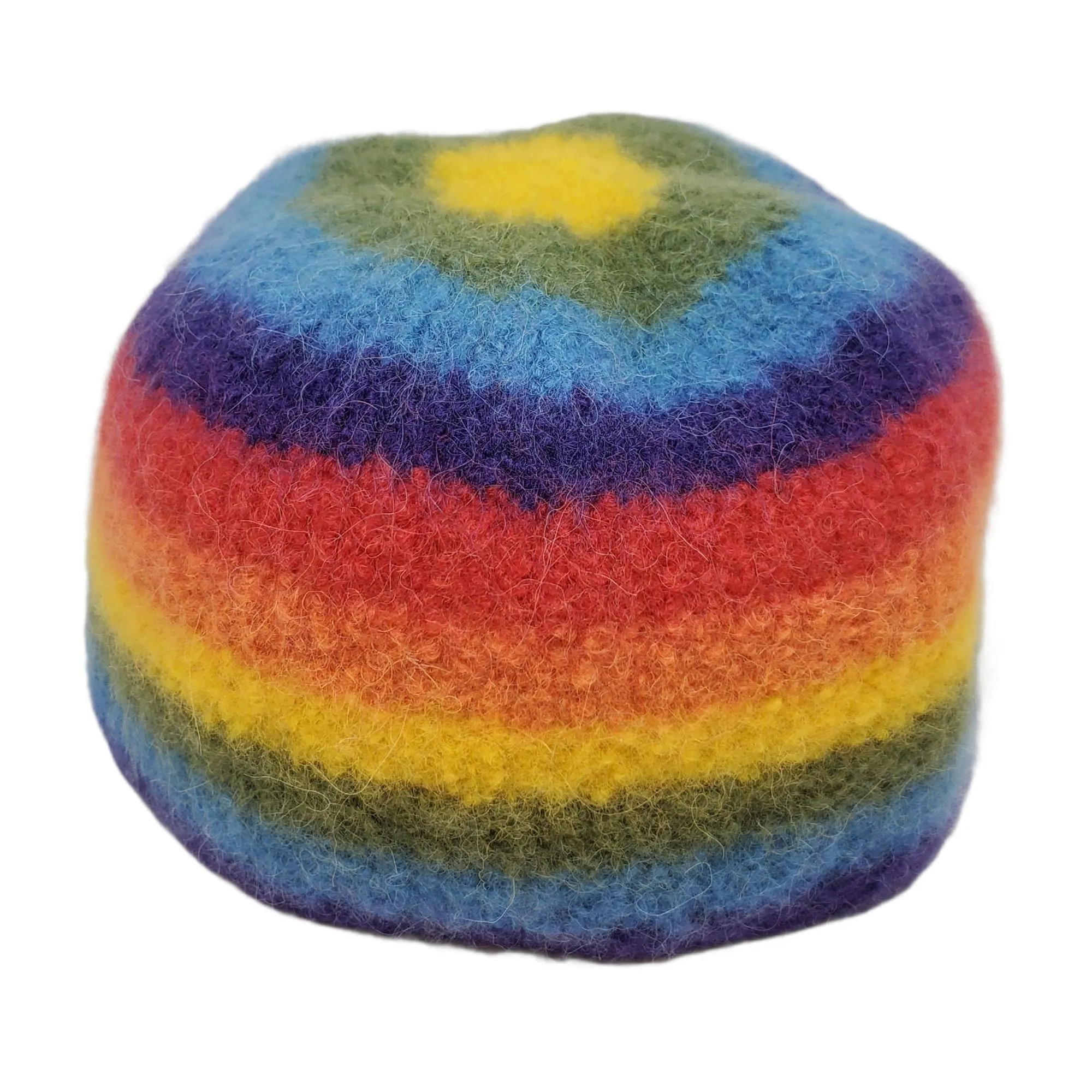 Hat - Felted Wool Cap in Rainbow Stripe (Assorted Sizes) by Snooter-doots