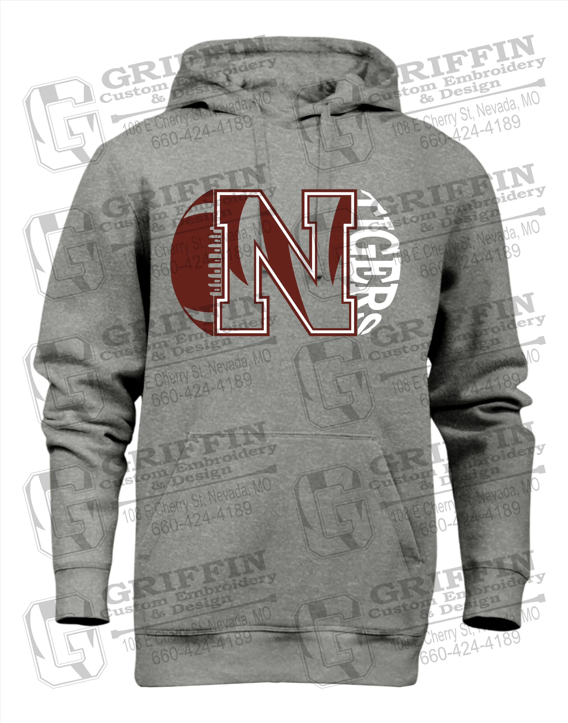 Heavyweight Fleece Hoodie - Football - Nevada Tigers 20-S