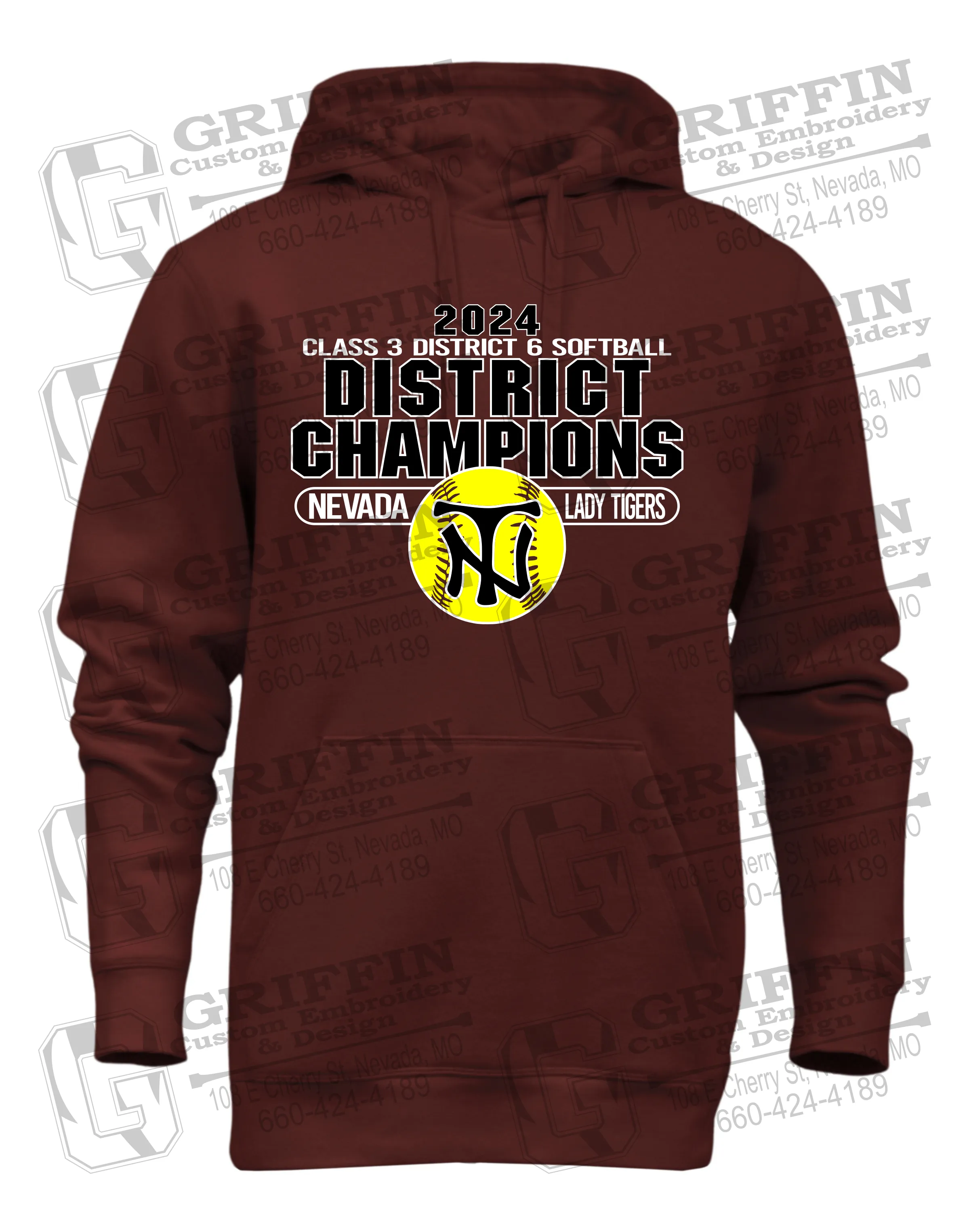 Heavyweight Fleece Hoodie - Softball 2024 District Champions - Nevada Tigers 25-P