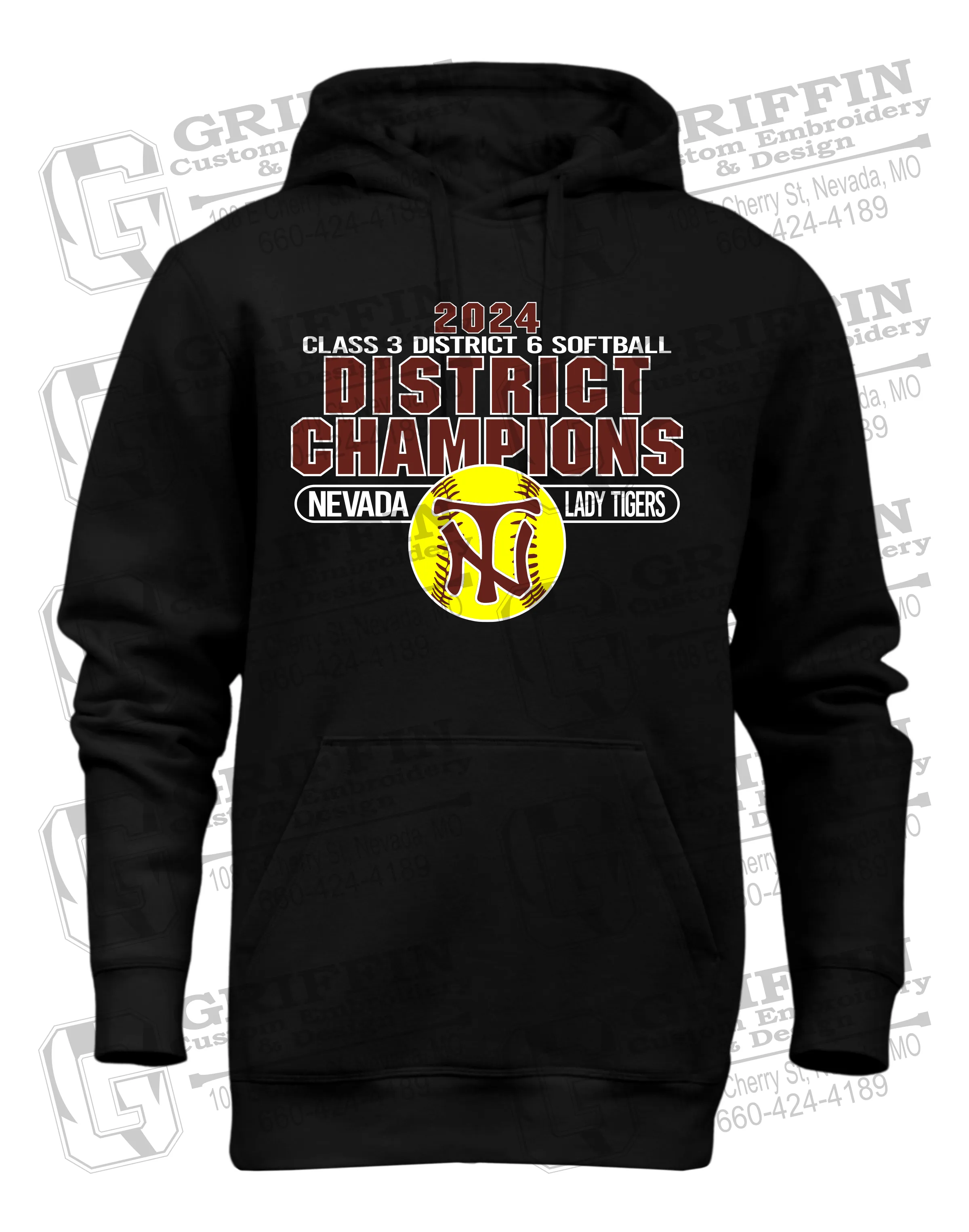 Heavyweight Fleece Hoodie - Softball 2024 District Champions - Nevada Tigers 25-P