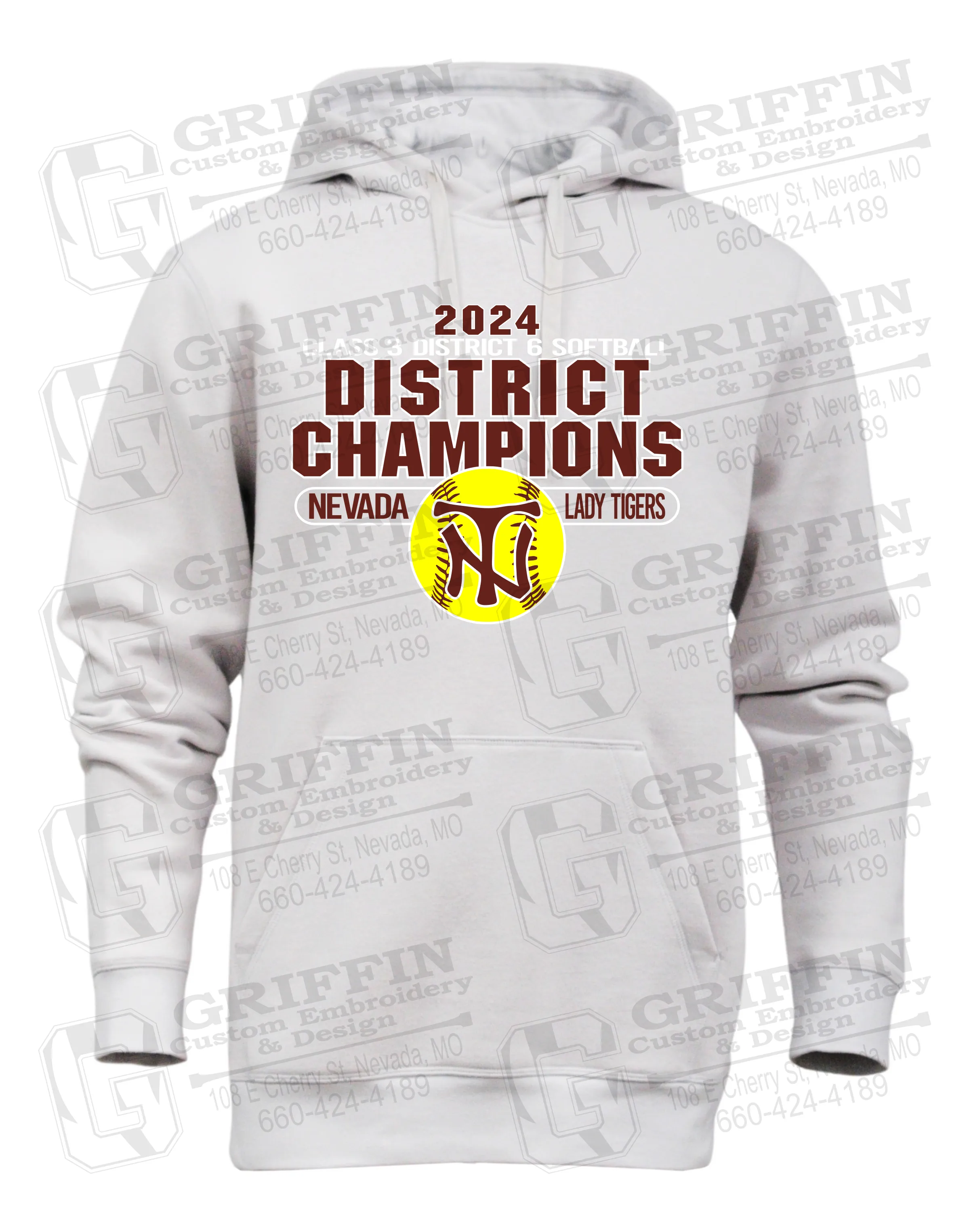 Heavyweight Fleece Hoodie - Softball 2024 District Champions - Nevada Tigers 25-P