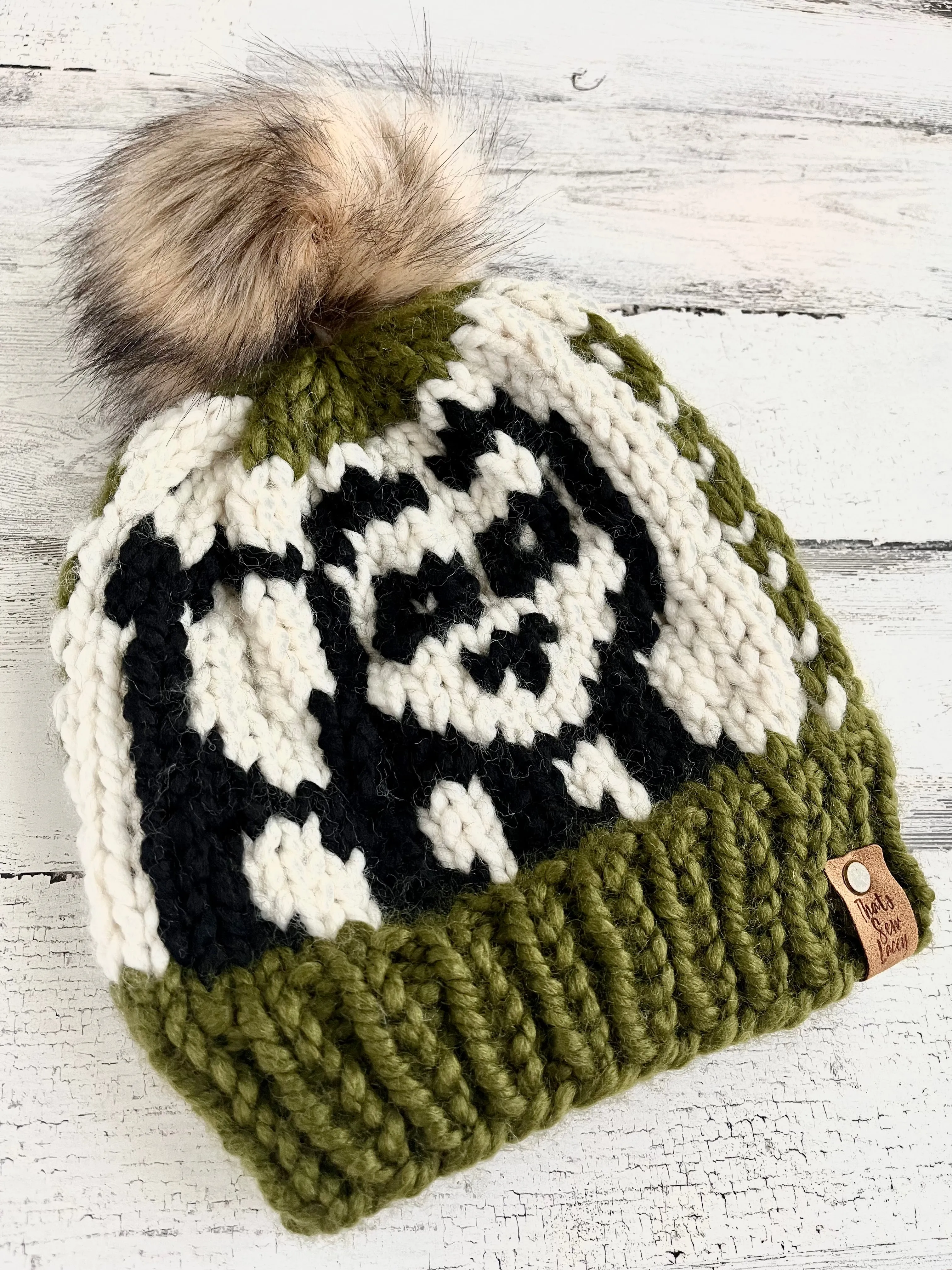 Hungry Panda Beanie with Faux Fur Pom