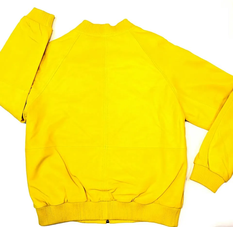 Kashani Lemon Naked Lambskin Bomber Jacket