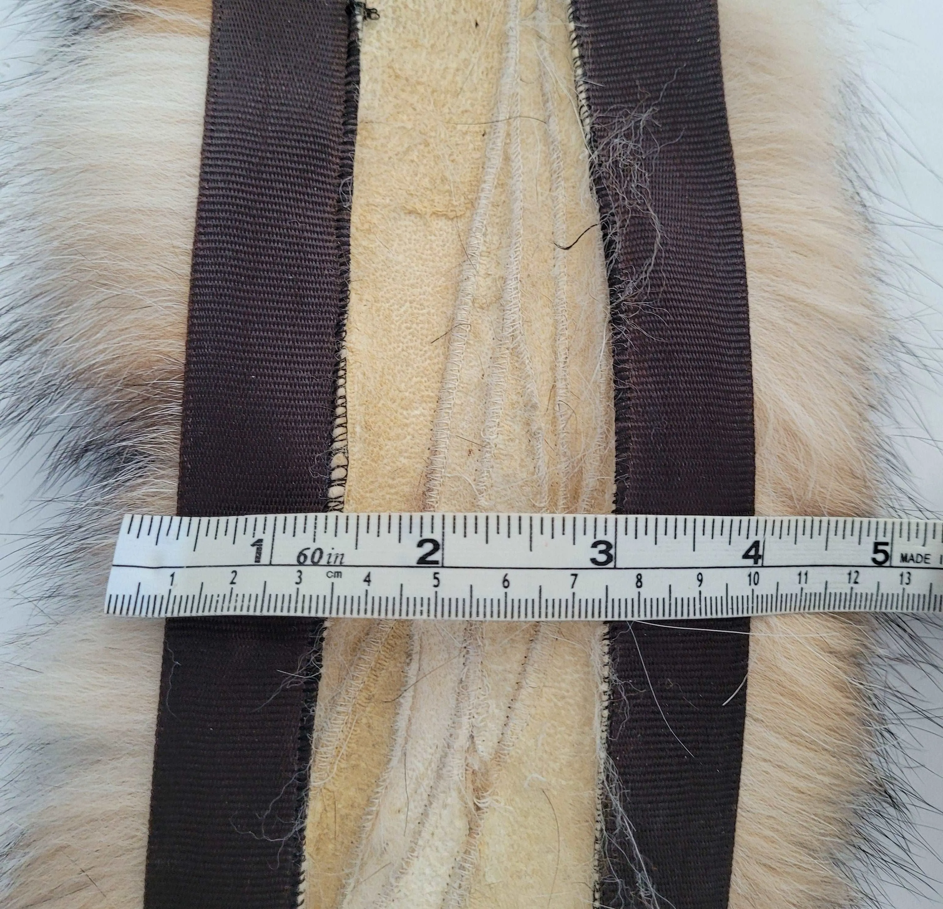 Large Beige Brown Fox Fur Trim, Collar for Hood (PIECES), 80 cm