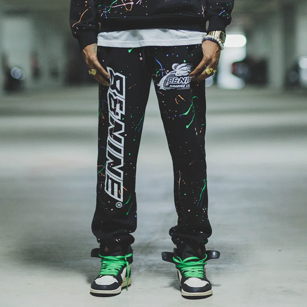 Lost Splattered Sweatpants Black