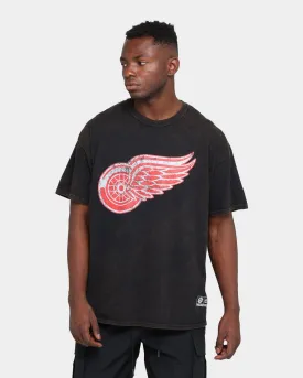 Majestic Athletic Men's Detroit Red Wings Oversize Logo Short Sleeve Vintage T-Shirt Vintage Black