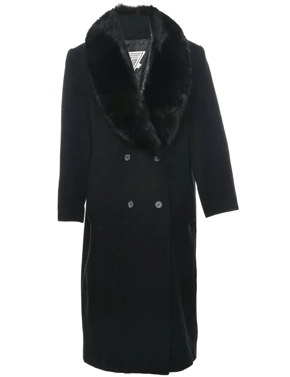 Marvin Richards Real Fur Trim Wool Coat - L