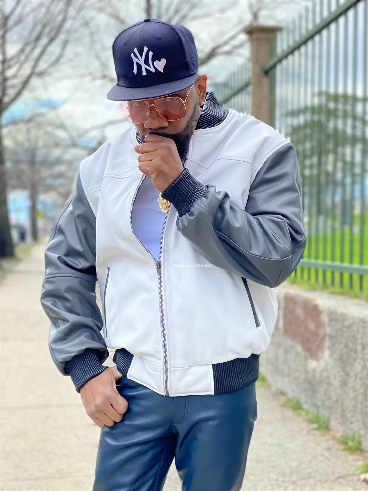 Men's Baseball Multi Color Jacket [White/Gray/Navy]