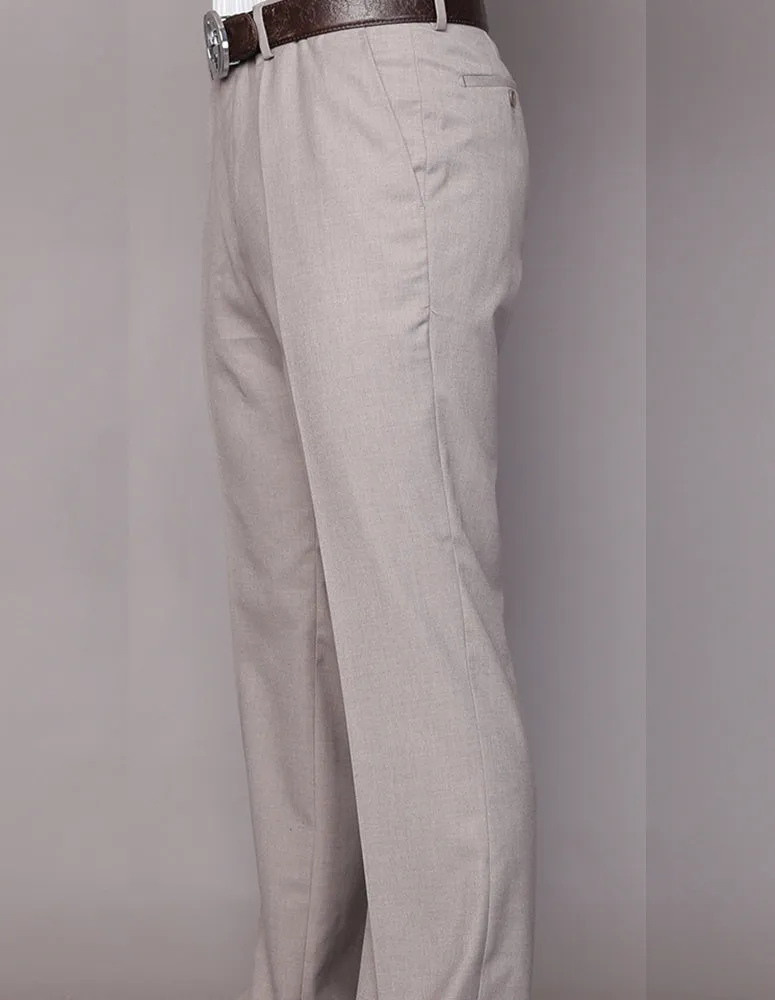 Men's Flat Front Dress Pants 100% Fine Italian Wood Modern Fit | Sand | PA-200B