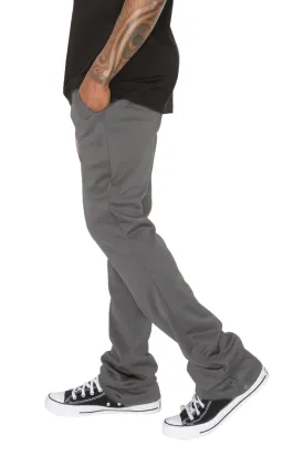 Men's Solid Flare Stacked Gray Track Pants