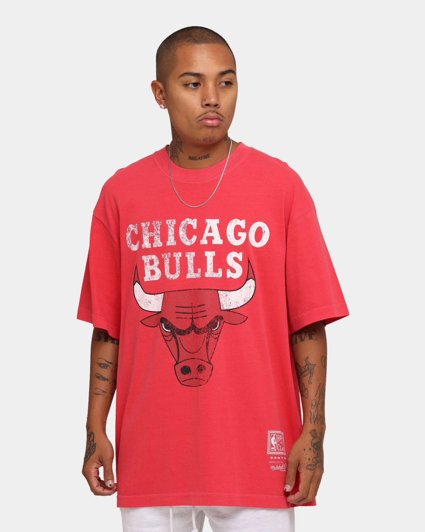 Mitchell & Ness Chicago Bulls Oversized TM CLR Logo T-shirt Faded Red