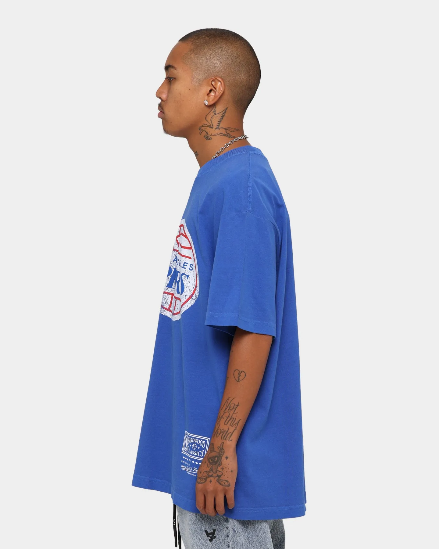 Mitchell & Ness Los Angeles Clippers Oversized TM CLR Logo T-shirt Faded Blue