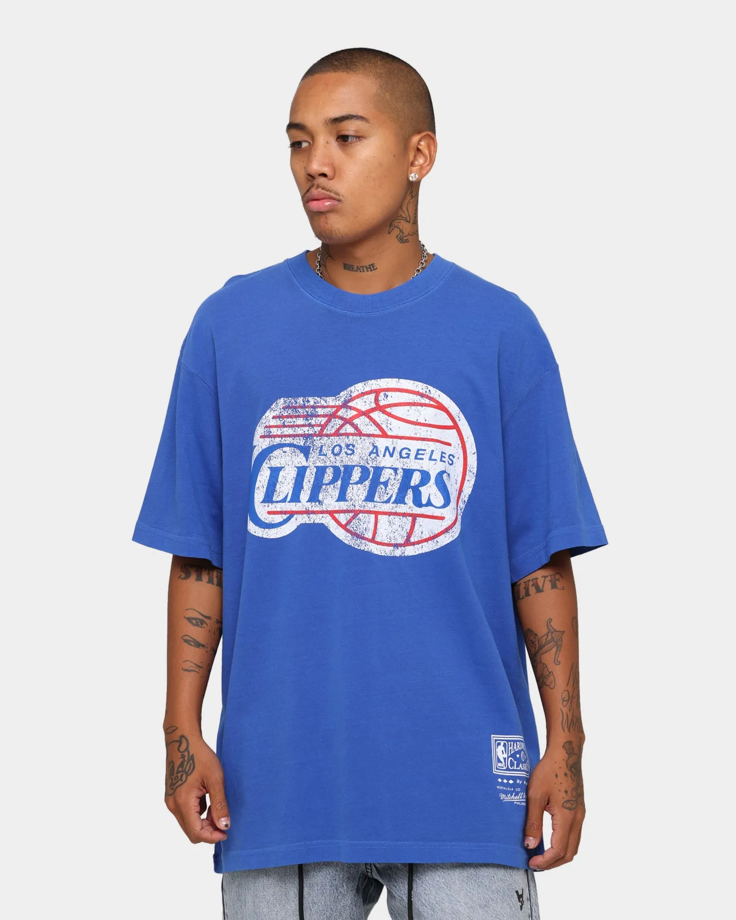 Mitchell & Ness Los Angeles Clippers Oversized TM CLR Logo T-shirt Faded Blue