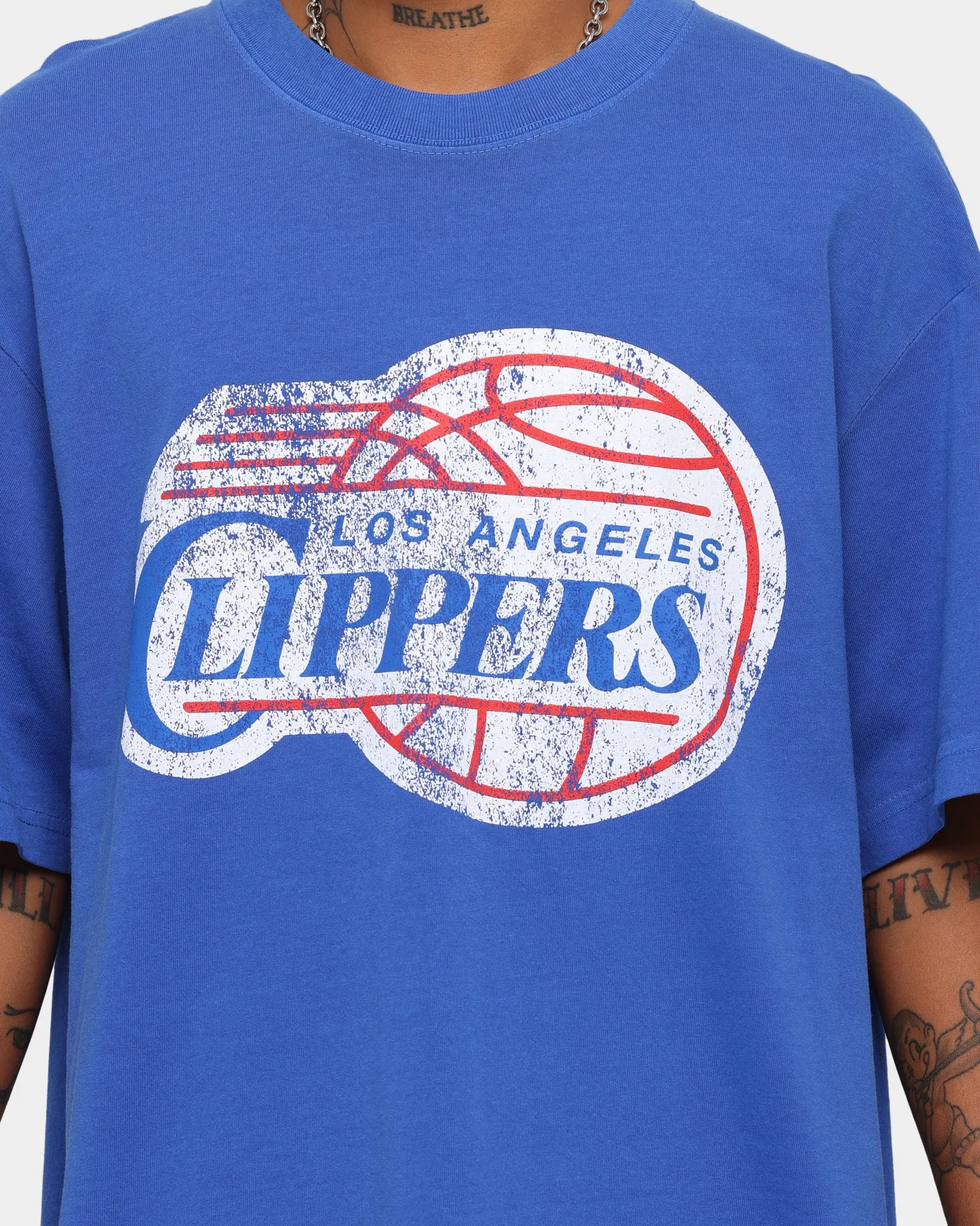 Mitchell & Ness Los Angeles Clippers Oversized TM CLR Logo T-shirt Faded Blue