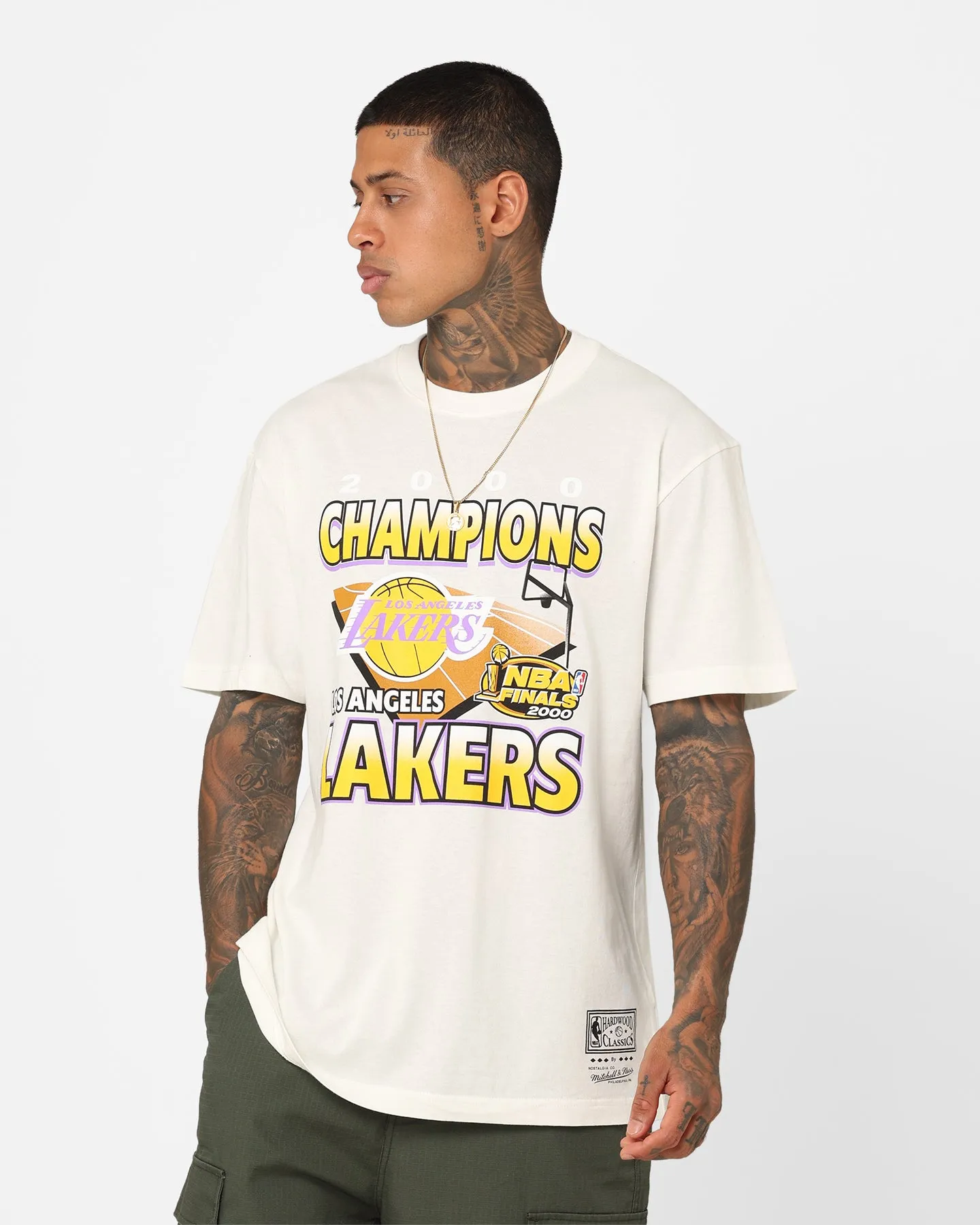 Mitchell & Ness Los Angeles Lakers On Court T-Shirt Vintage White