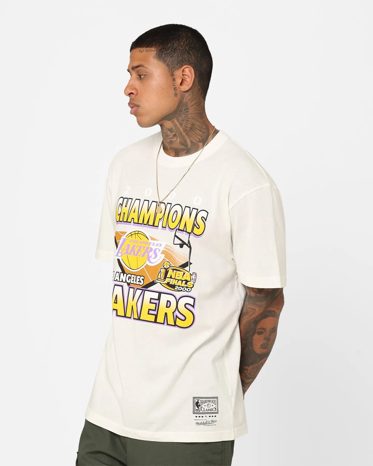 Mitchell & Ness Los Angeles Lakers On Court T-Shirt Vintage White