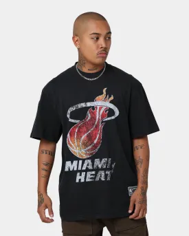 Mitchell & Ness Miami Heat Oversized Logo Short Sleeve Vintage T-Shirt Vintage Black