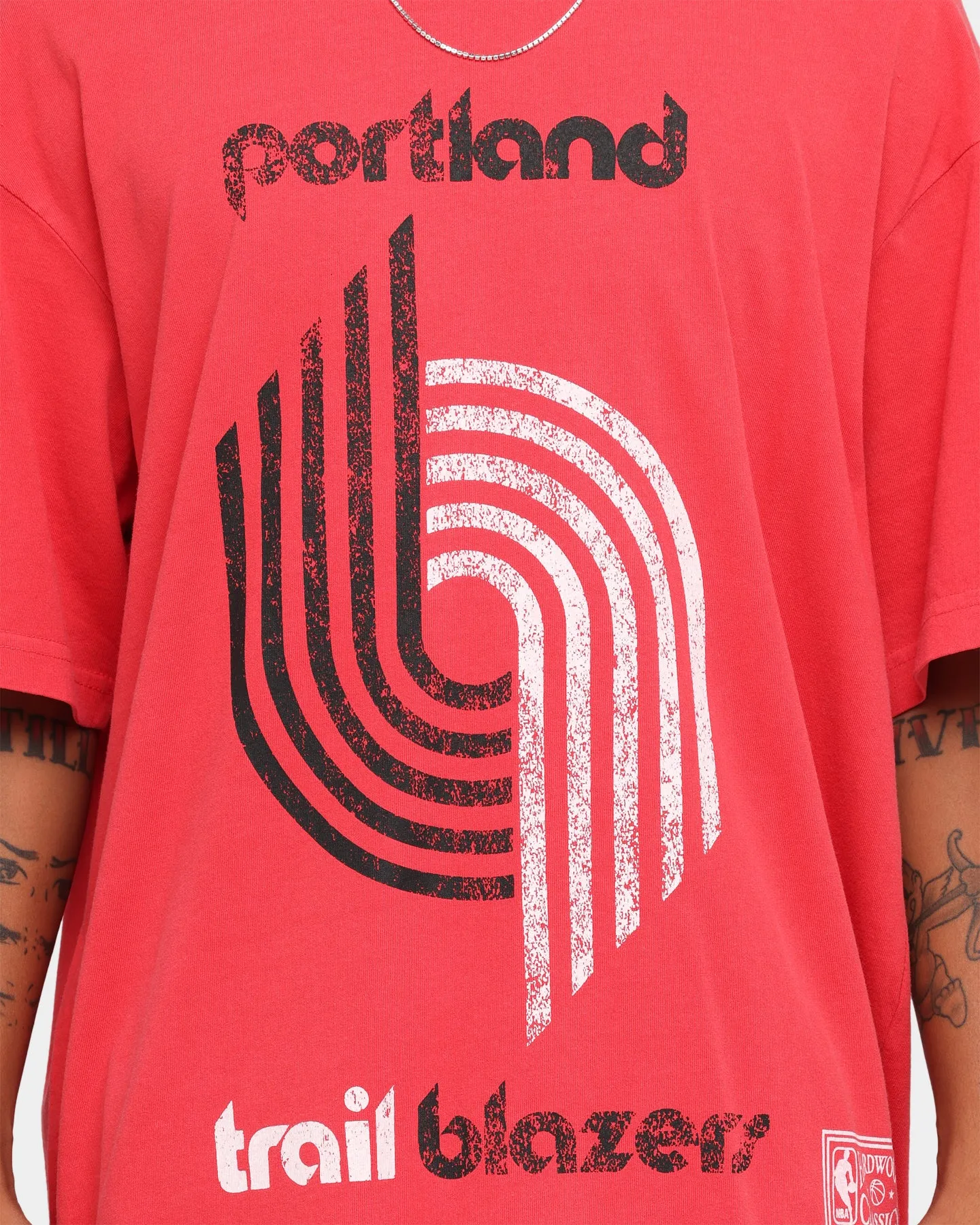 Mitchell & Ness Portland Trail Blazers Oversized TM CLR Logo T-shirt Faded Red