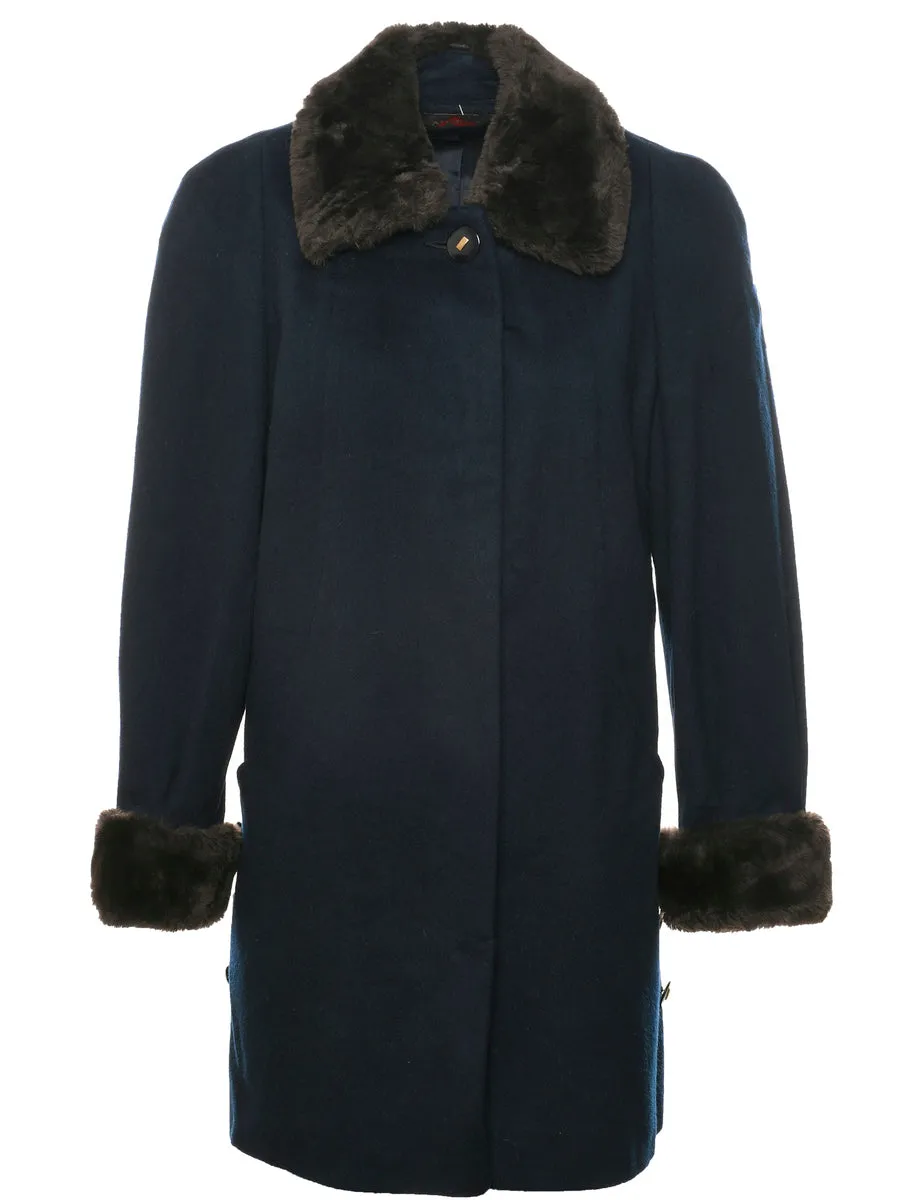 Navy Wool Coat - L