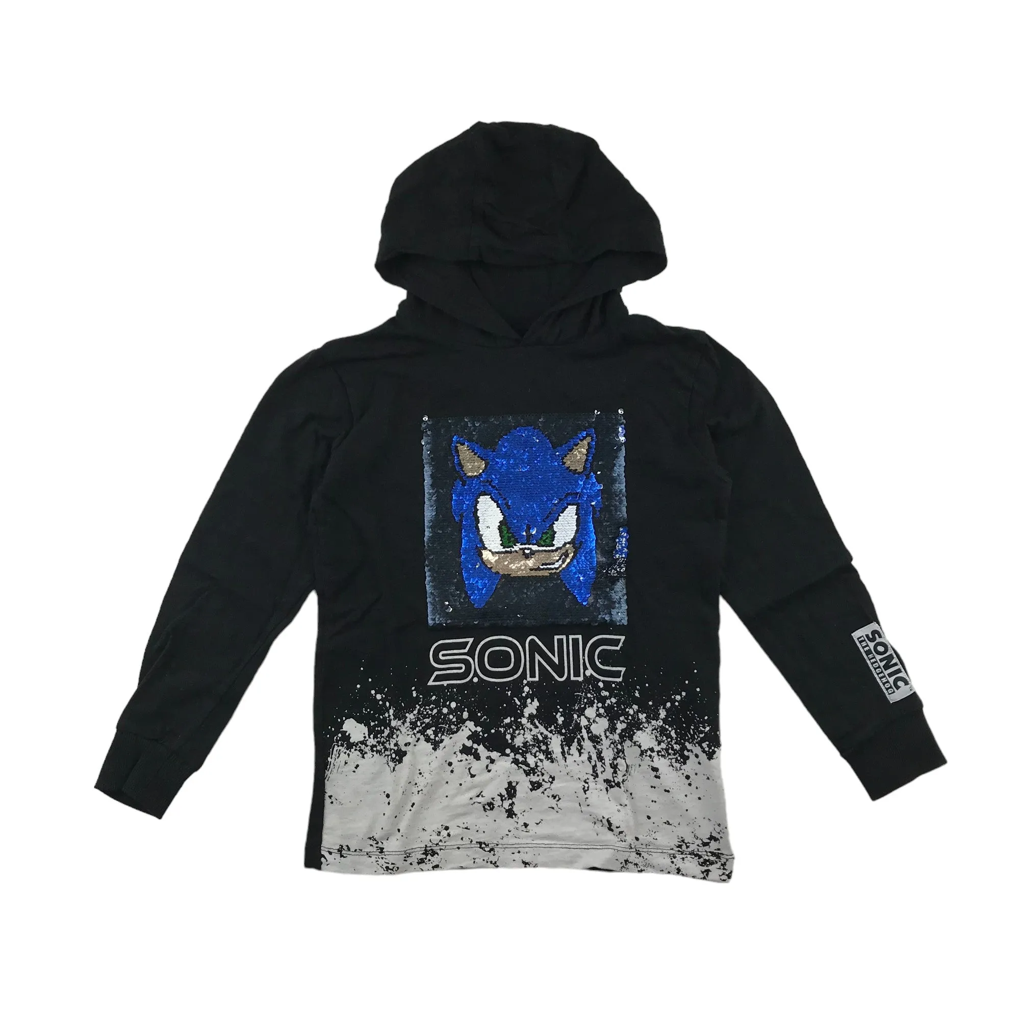 Next hoodie 6-7 years black sequin Sonic the Hedgehog print cotton