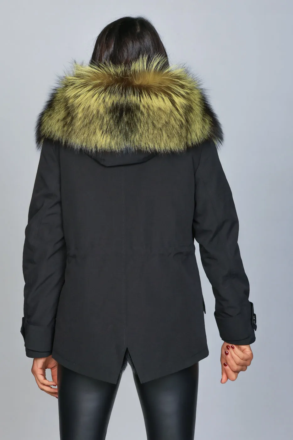 Parka in cotone tecnico  impermeabile short Luxury Silver Yellow