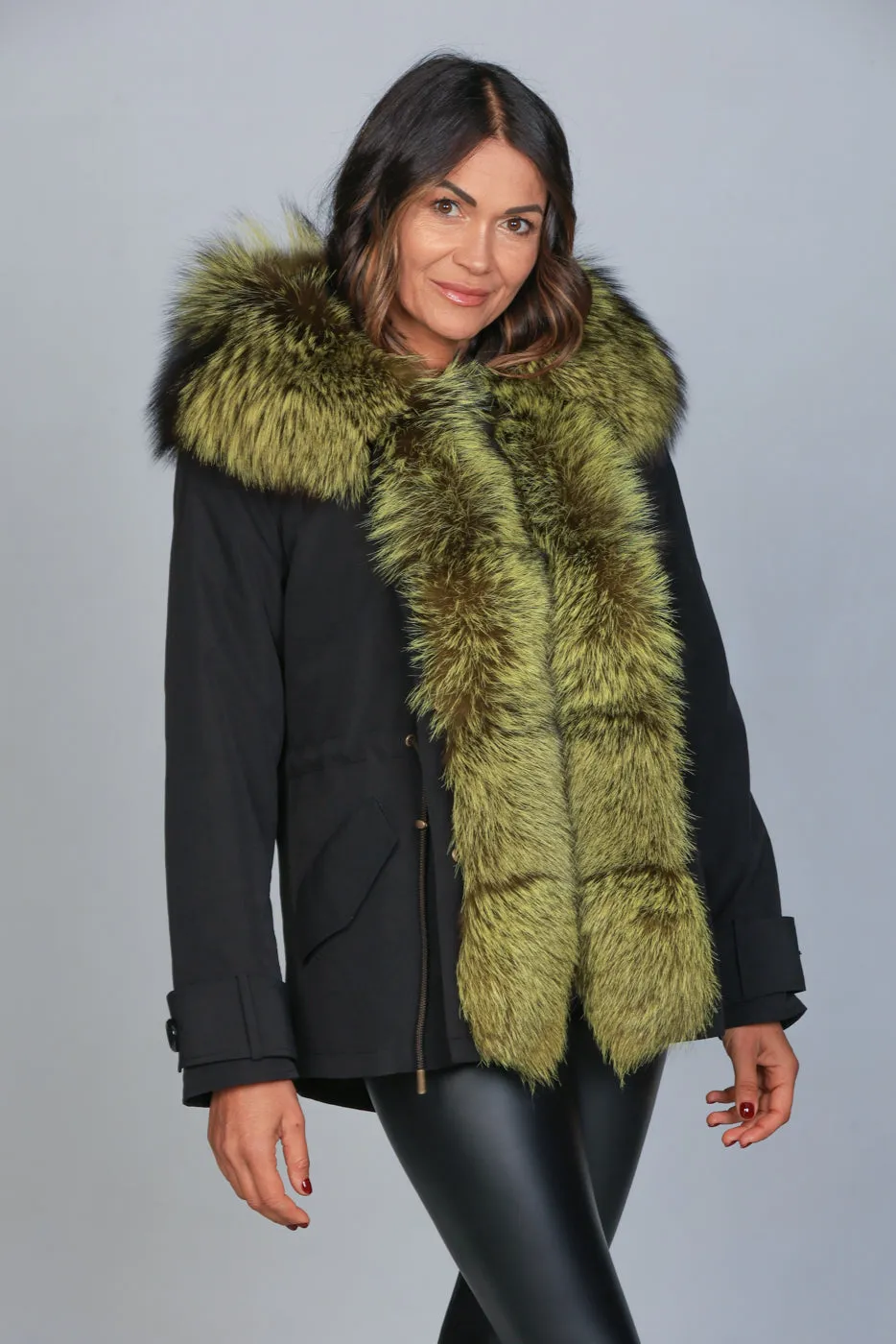 Parka in cotone tecnico  impermeabile short Luxury Silver Yellow