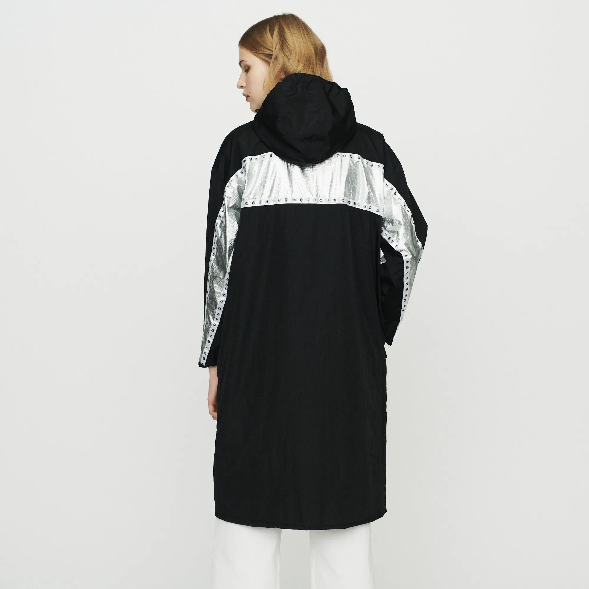 Parka With Inserted Stripe - Black