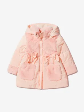 Patachou Girls Faux Fur Trim Hooded Coat