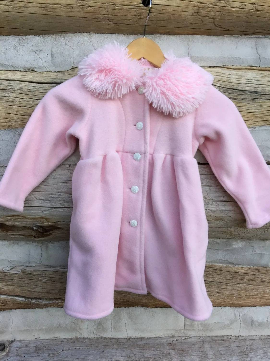 Pink Fur Trimmed Girls Coat