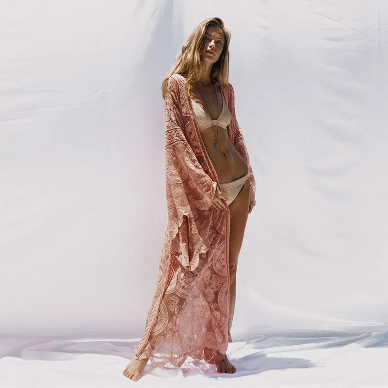 Pink Lace kimono Slip Dress