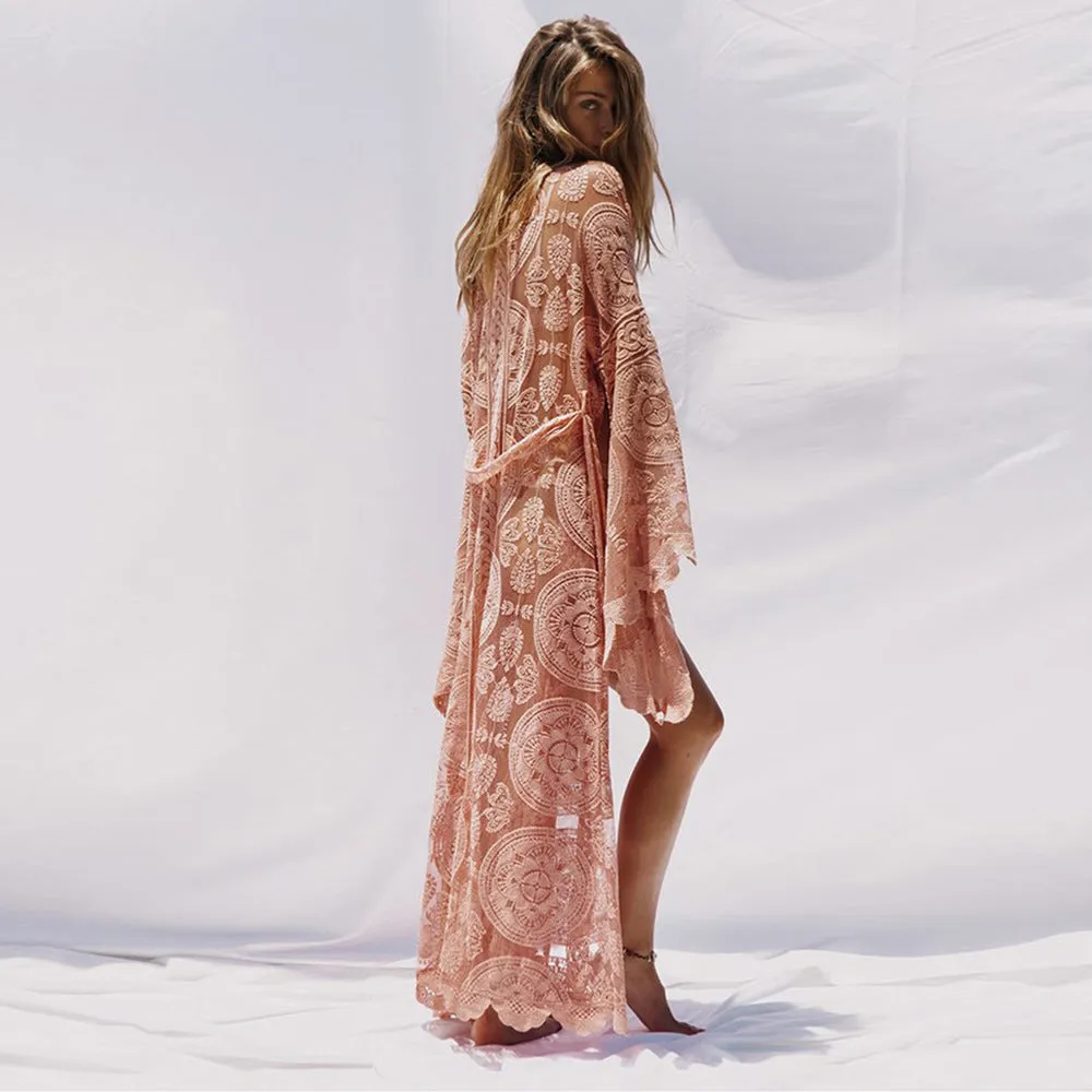 Pink Lace kimono Slip Dress