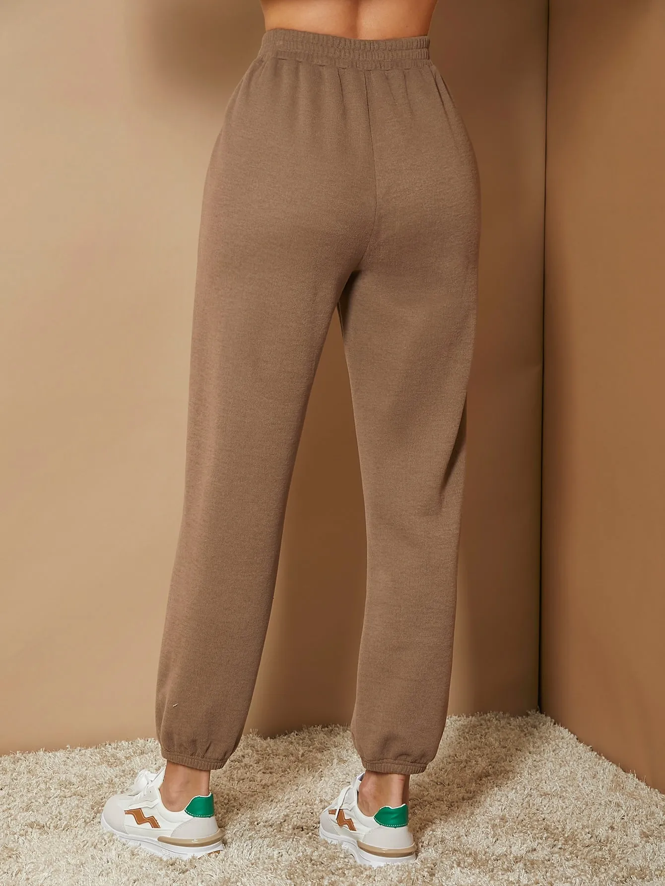 Plain Pocket High Waist Long Women Sweatpants