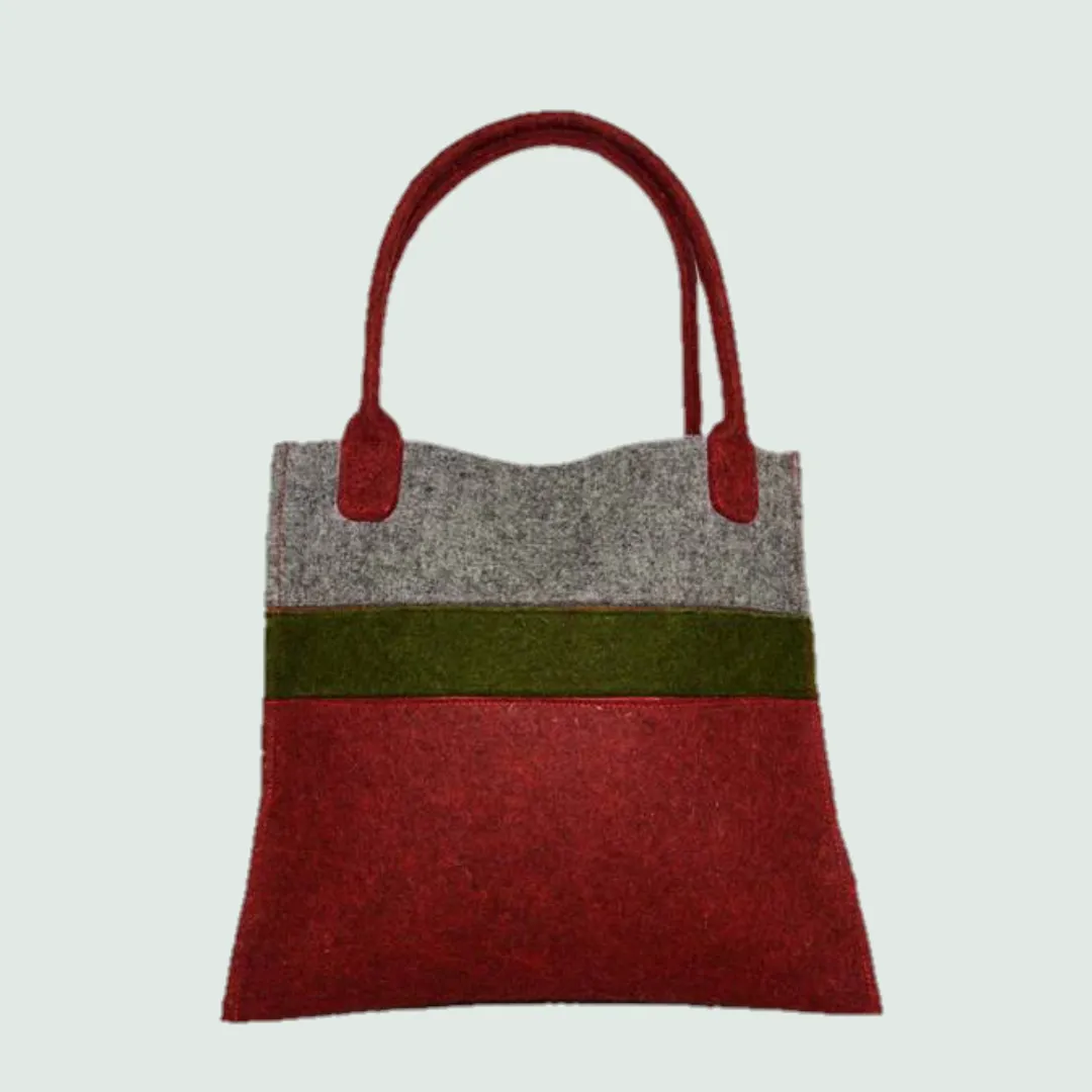 Red-Green Organic wool felt Tote Bag