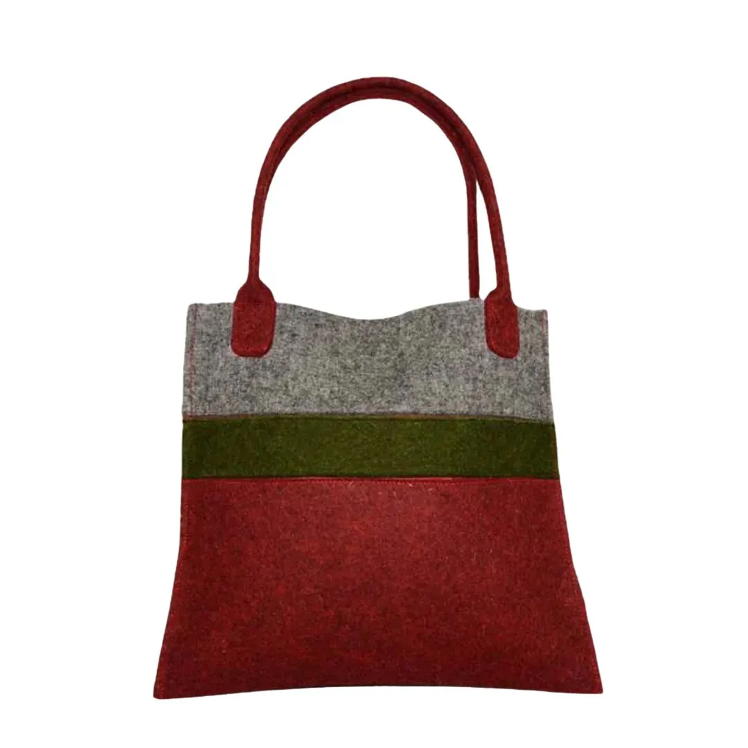 Red-Green Organic wool felt Tote Bag