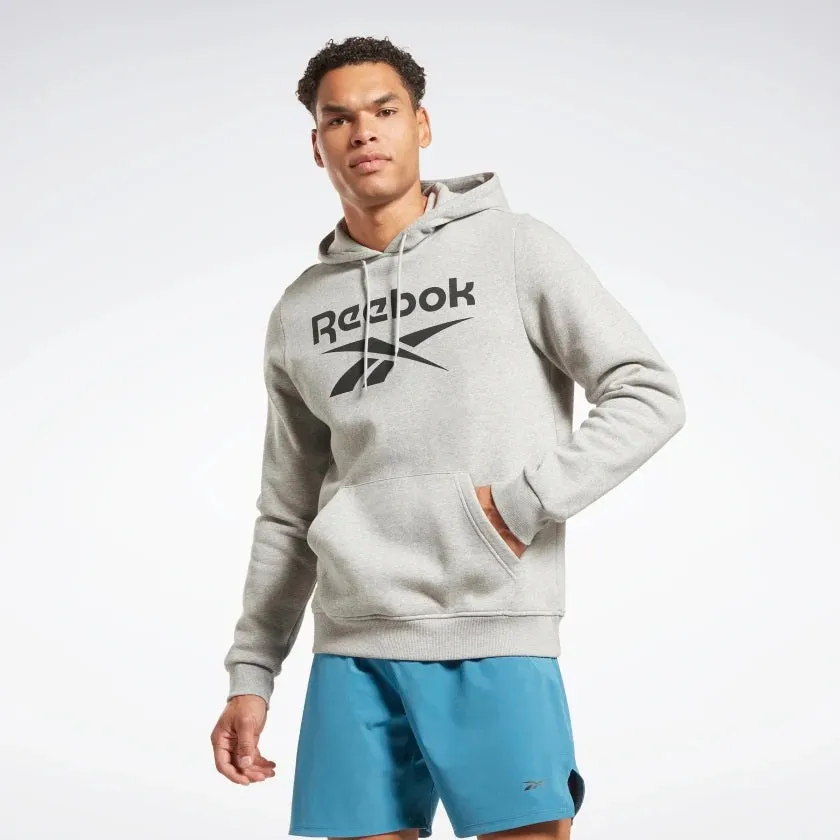 Reebok Identity Fleece Stacked Logo Pullover Hoodie Medium Grey Heather