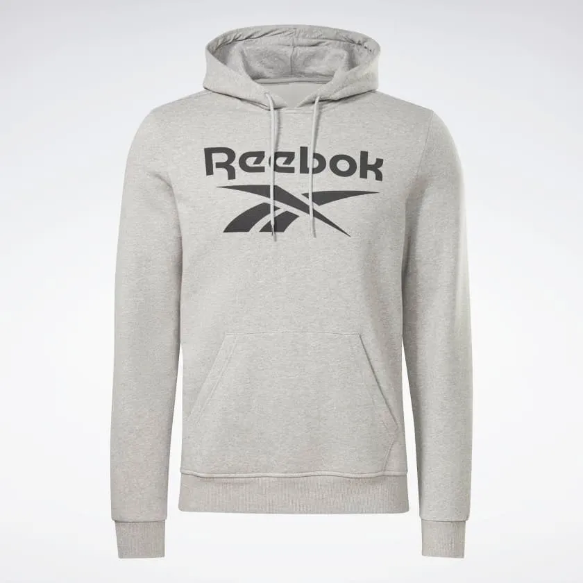 Reebok Identity Fleece Stacked Logo Pullover Hoodie Medium Grey Heather