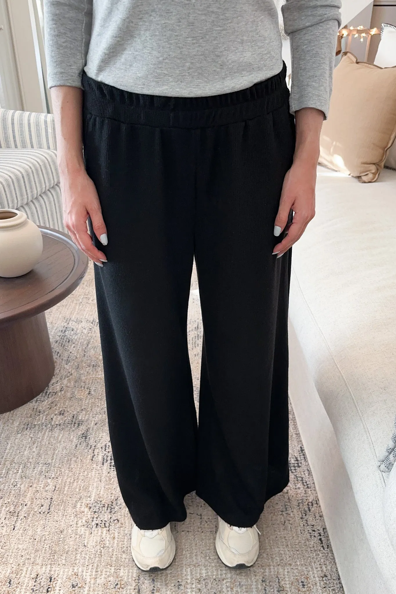 Rowan Waffle Knit Pants in Black