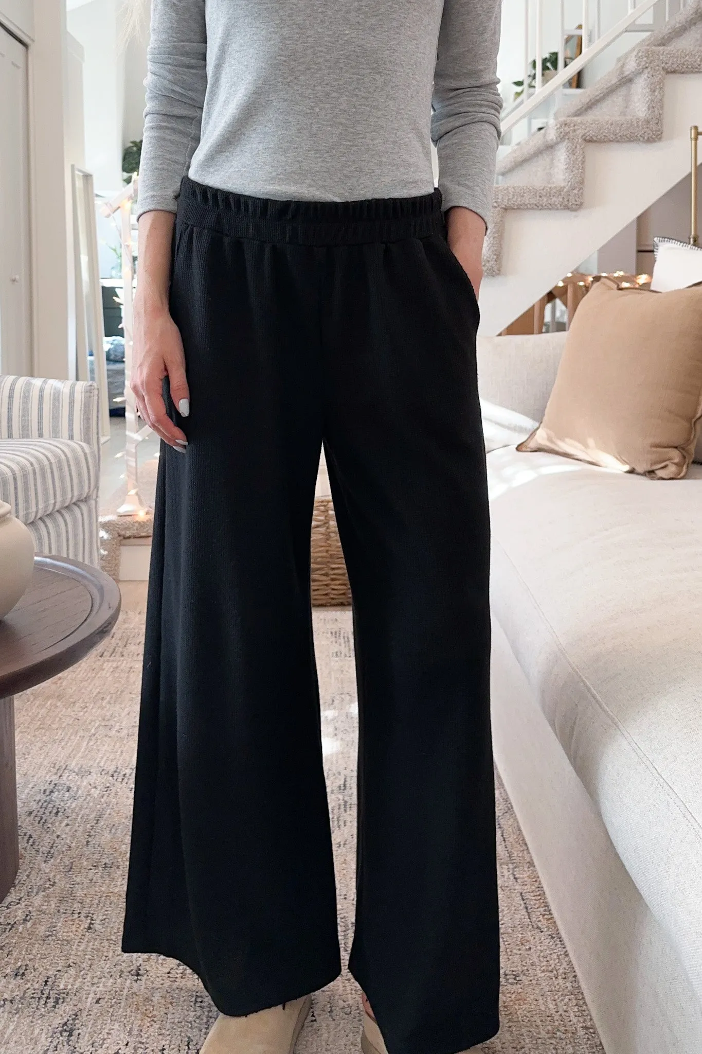 Rowan Waffle Knit Pants in Black