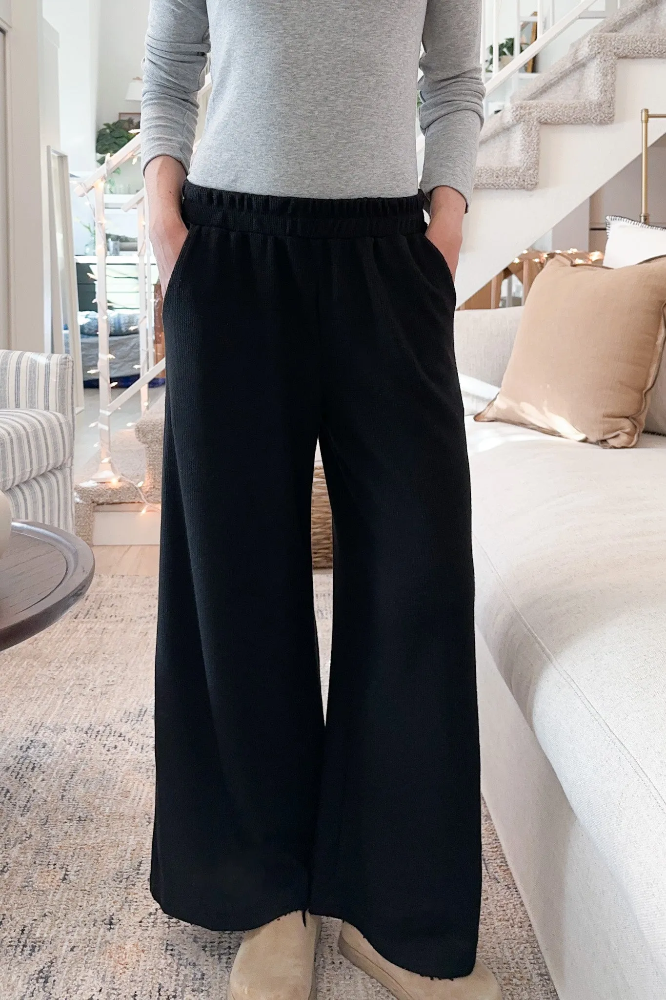 Rowan Waffle Knit Pants in Black