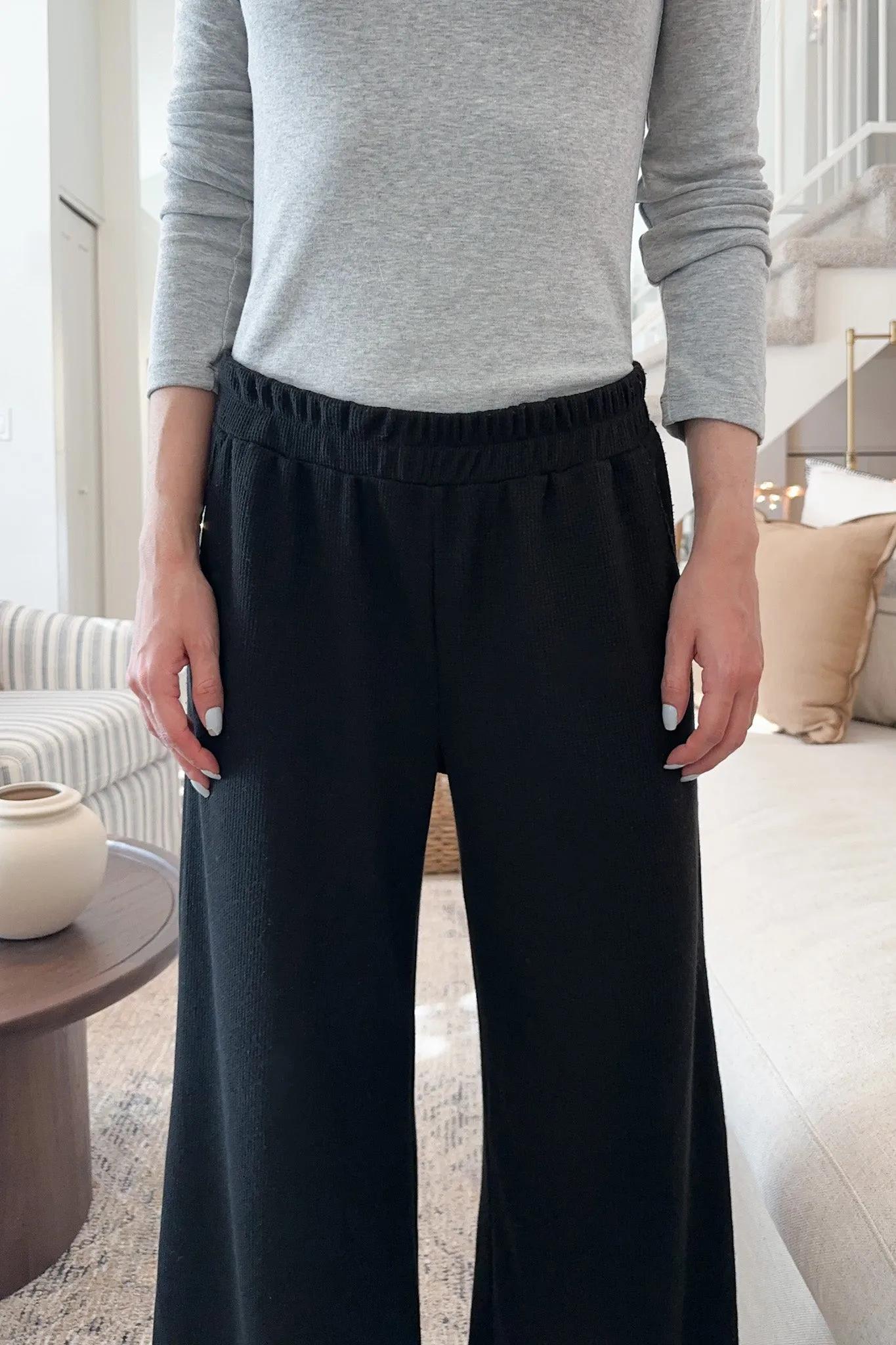 Rowan Waffle Knit Pants in Black