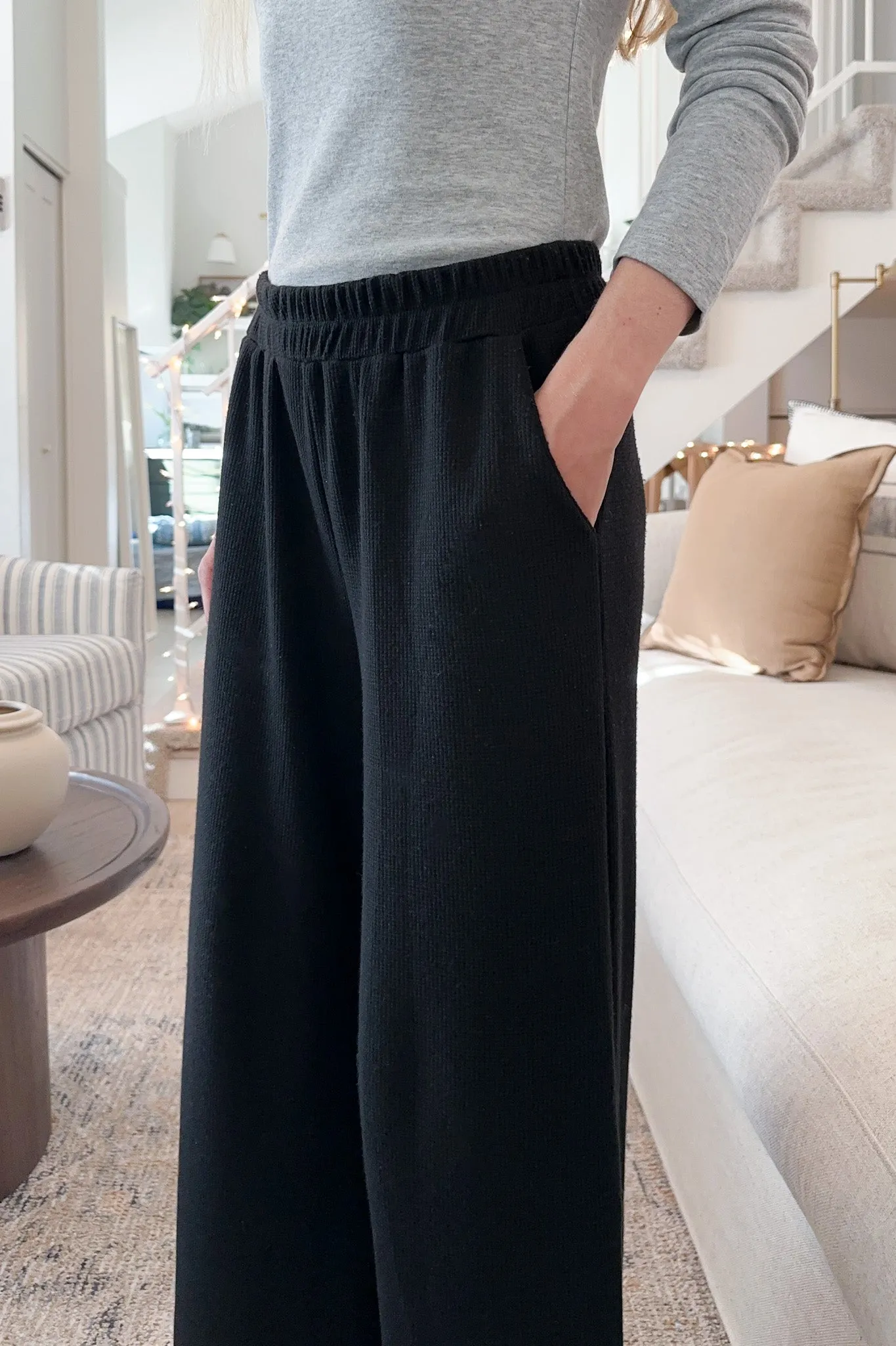 Rowan Waffle Knit Pants in Black